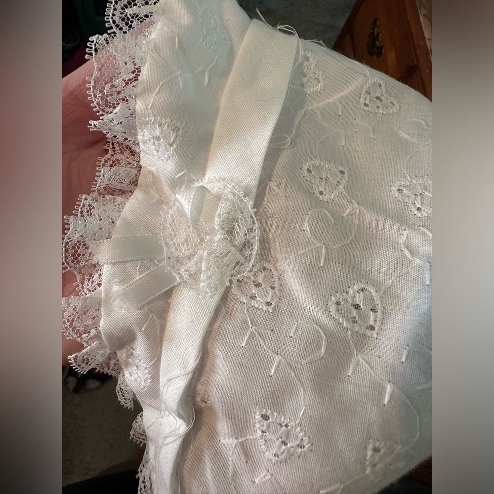 White baby bonnet